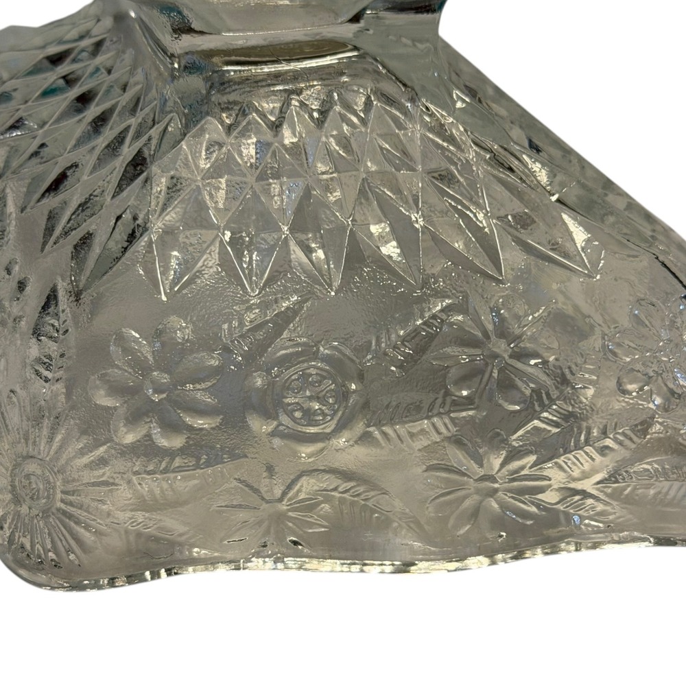 Vintage Indiana Glass Pineapple Floral Compote Cottagecore Grandmillennial Dish - Picture 9 of 13